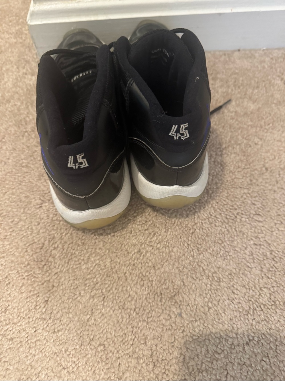 Nike youth Black White Purple Basketball Sneakers